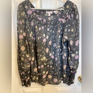LC Lauren Conrad Dark Floral Top